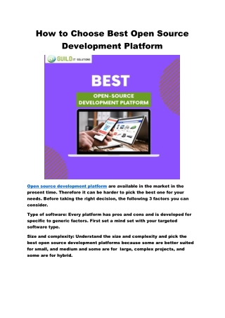 How To Distinguish Best Open Source Development Platform