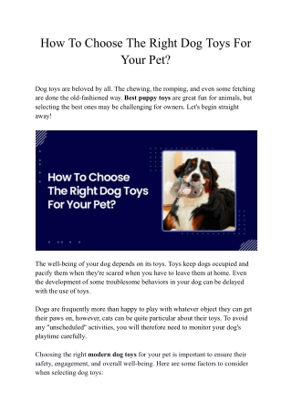 How To Choose The Right Dog Toys For Your Pet