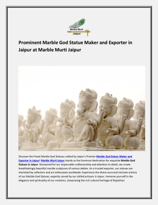Marble God Statue Maker and Exporter in Jaipur at Marble Murti Jaipur