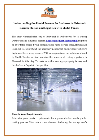 Understanding the Rental Process for Godowns in Bhiwandi Documentation and Legalities with Shubh Vaastu