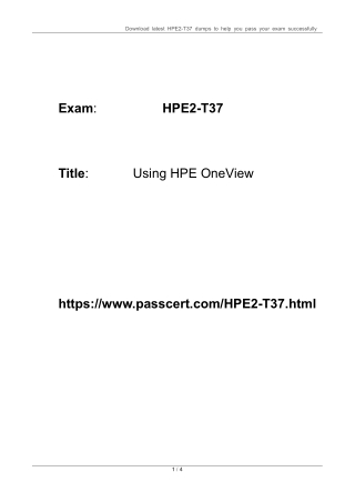 HPE2-T37 Using HPE OneView Updated Dumps 2023