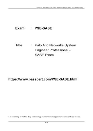 Palo Alto Networks PSE-SASE Updated Dumps 2023