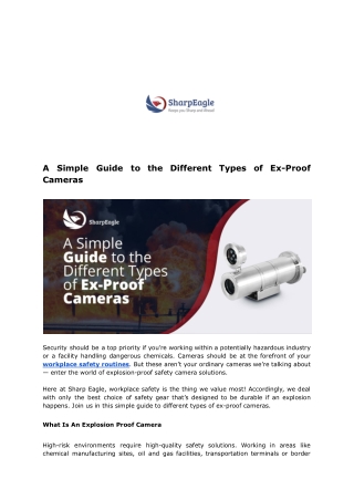 A Simple Guide to the Different Types of Ex-Proof Cameras