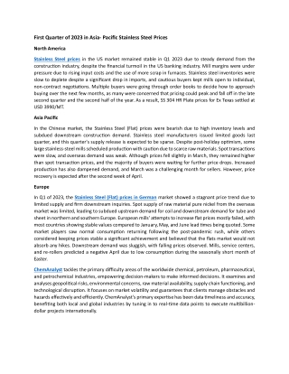 Stainless Steel (Flat) Prices Trend and Forecast