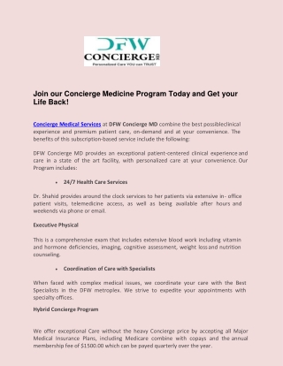 Membership Benefits for Patients with Concierge Internal Medicine - DFW Concierge MD