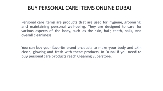 BUY PERSONAL CARE ITEMS ONLINE DUBAI