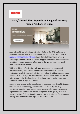 Samsung Video Products in Dubai - Jackys Brand Shop