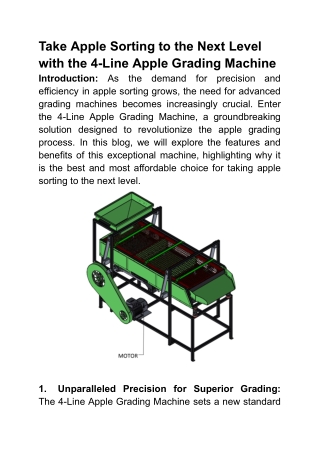 Take Apple Sorting to the Next Level with the 4-Line Apple Grading Machine