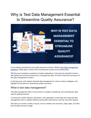 Why is Test Data Management Essential to Streamline Quality Assurance