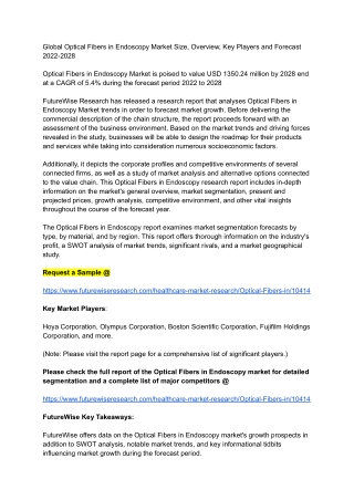 Global Optical Fibers in Endoscopy Market Size, Overview, Key Players and Forecast 2022-2028