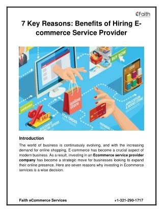 7 Key Reasons and Benefits of Hiring E-commerce Service Provider