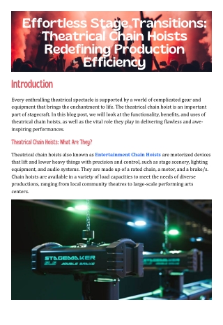 Elevate Your Entertainment Experience with Reliable Entertainment Chain Hoists