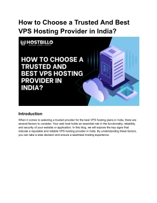 How to Choose a Trusted and Best VPS Hosting Provider in India_