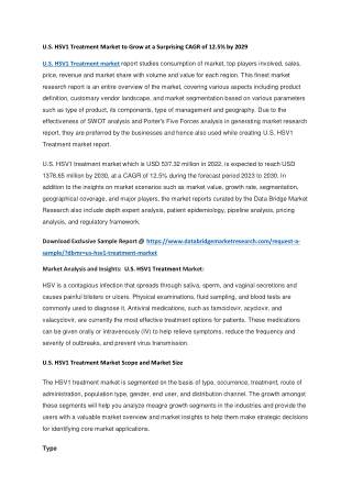U.S. HSV1 Treatment Market to Grow at a Surprising CAGR of 12.5 by 2029