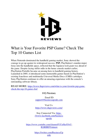 What is Your Favorite PSP Game? Check The Top 10 Games List