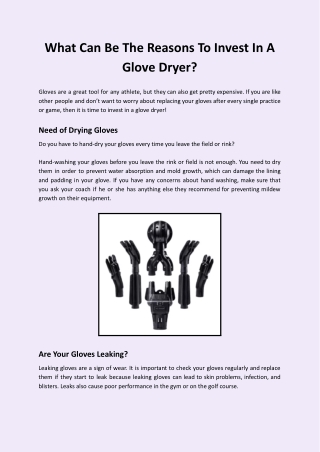 What Can Be The Reasons To Invest In A Glove Dryer