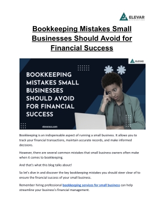 Bookkeeping Mistakes Small Businesses Should Avoid for Financial Success