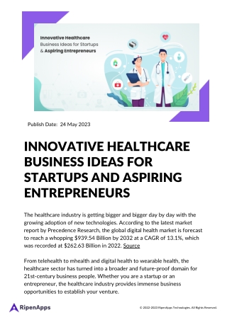 INNOVATIVE HEALTHCARE BUSINESS IDEAS FOR STARTUPS AND ASPIRING ENTREPRENEURS