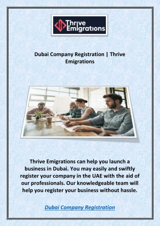 Dubai Company Registration | Thrive Emigrations