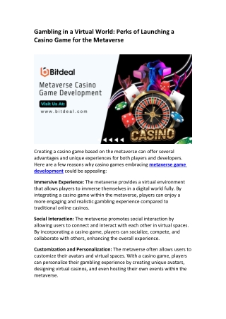 Metaverse Casino Game Development