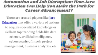 Automation and Job Disruption How Jaro Education Can Help You Make the Path for Career Advancement