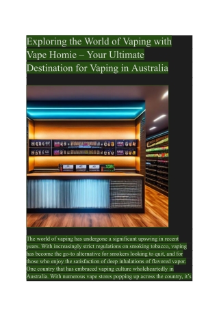 Exploring the World of Vaping with Vape Homie – Your Ultimate Destination for Vaping in Australia