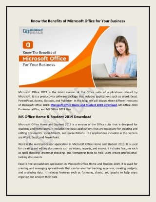 Know the Benefits of Microsoft Office for Your Business