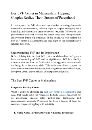 Best IVF Center in Maharashtra - Helping Couples Realize Their Dreams of Parenthood