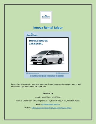 Innova Rental Jaipur