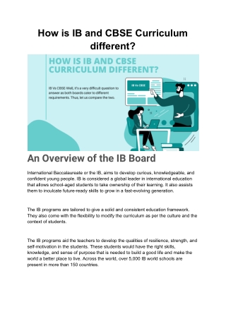 How is IB and CBSE Curriculum different?