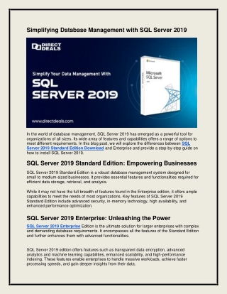 Simplifying Database Management with SQL Server 2019