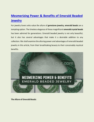 Mesmerizing Power & Benefits of Emerald Beaded Jewelry