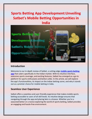 Sports Betting App Development Unveiling Satbet’s Mobile Betting Opportunities in India