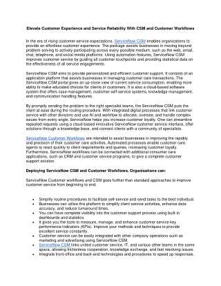 Elevate Customer Experience and Service Reliability With CSM and Customer Workflows