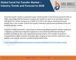 Global Facial Fat Transfer Market – Industry Trends and Forecast to 2028