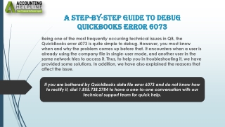 The best ever method to fix QuickBooks Error 6073