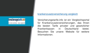 Vergleich von Krankenzusatzversicherungen  Versicherungstarife.info