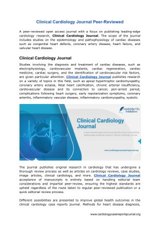 Clinical Cardiology Journal Peer-Reviewed