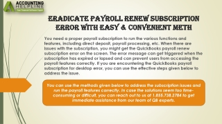 An effective way to fix QuickBooks payroll renew subscription error