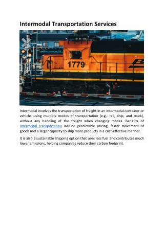 Intermodal Transportation Services