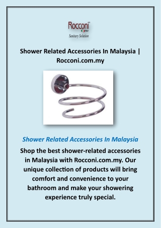 Shower Related Accessories In Malaysia | Rocconi.com.my