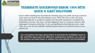 Simple methods to instantly fix QuickBooks Error 1904