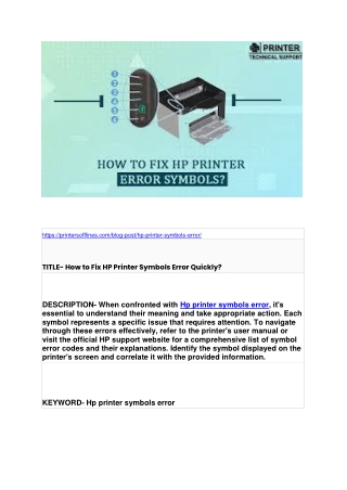 How to Fix HP Printer Symbols Error Quickly?