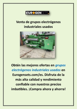 Venta de grupos electrógenos industriales usados