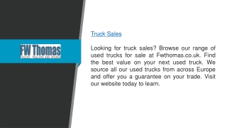 Truck Sales  Fwthomas.co.uk