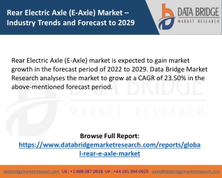 Rear Electric Axle (E-Axle) Market