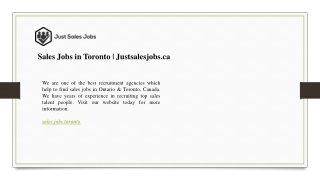 Sales Jobs in Toronto  Justsalesjobs.ca