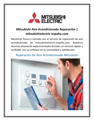 Mitsubishi Aire Acondicionado Reparación  mitsubishielectric-españa.com