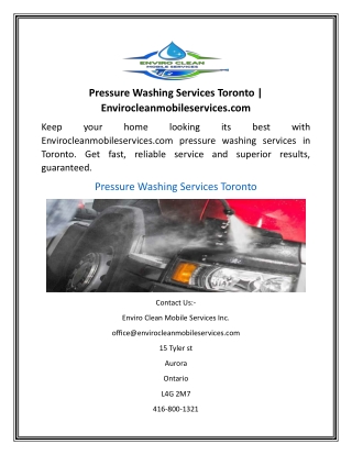Pressure Washing Services Toronto  Envirocleanmobileservices.com