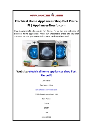 Electrical Home Appliances Shop Fort Pierce Fl  Appliances4lessfp.com